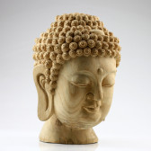 Buddha-Kopf, Holzskulptur Buddha Amitabha Statue