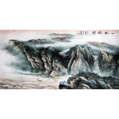 Landschaftsmalerei "Küstennebel", chinesische Tuschezeichnung