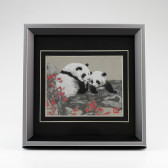 Chinesische Stickerei, Brokat Pandabären Shu-Brocade-Seidenbild