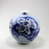 Chinesische Vase "Pfingstrose", Kugelvase Porzellan