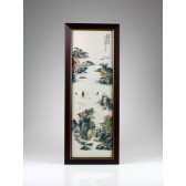 Porzellanbild "Pavillon am Fluß II", chinesisches Bild Keramik