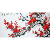 Rollbild, chinesische Bildrolle "Pflaumenblüte und Vögel", Querformat