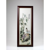 Chinesisches Porzellanbild "Kalligraphie", Fliesen-Wandbild Vier Künste
