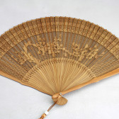 chinesischer Fächer Handfächer "Blütenpracht" Holzfächer handbemalt Holz 