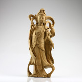Guan Yin Skulptur aus Holz "Himmlische Guanyin", Kuan Yin Holzfigur