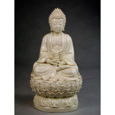 Blanc-de-Chine "Buddha Tathagata", Große Porzellanfigur Buddha Statue