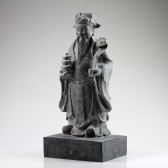Steinskulptur "Lu Xing", chinesischer Glücksgott, massive Steinstatue groß