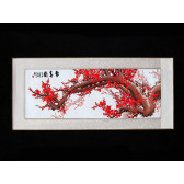 Stickbild "Pflaumenblüte", chinesisches Stoffbild (querformat)