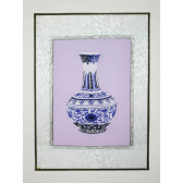 Chinesisches Bild, "Ming-Vase mit Blumenornamenten" Stickbild 