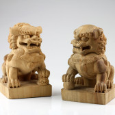 Fu-Hunde, Tempelwächter Wächterlöwen Holzfiguren-Paar