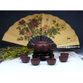 Yixing Teeservice "Blütentraum", Teekanne Ton (De Zhong)