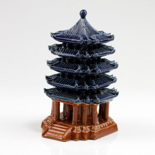 Asiatische Keramik-Pagode quadratisch, Bonsai-Deko (XL)