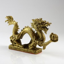 Chinesischer Feng-Shui Drache Long Messing Figur groß