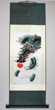 Rollbild Drache, japanischer Stil, Druck auf Stoff