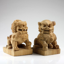 Fu-Hunde, Tempelwächter Wächterlöwen Holzfiguren-Paar