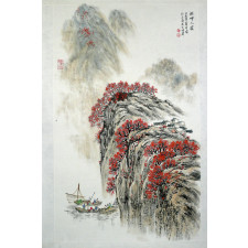 Chinesische Malerei "Rückkehr der Fischer", Tuschezeichnung von Peng Guo Lan