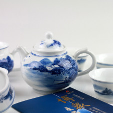 Chinesisches Teeservice blau-weiß 