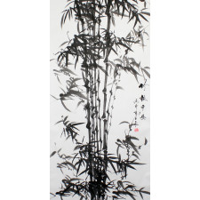 Bambus-Rollbild Tuschezeichnung
