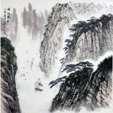 Chen Zhengming "Schiffe in den Schluchten des Yangtse", chinesische Malerei