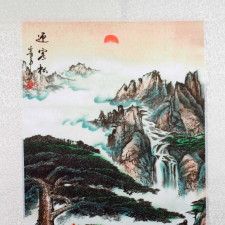 Stoffbild "Morgengruß", chinesisches Rollbild