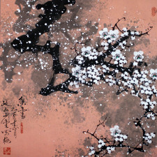 Tuschemalerei "Pflaumenblüte", chinesische Tuschezeichnung