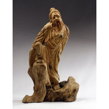 Wurzelholz-Skulptur "Weiser Bauer", chinesische Holzschnitzerei
