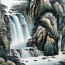 rauschender Wasserfall, Tuschemalerei