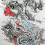 Hängerolle "Drache", asiatisches Rollbild