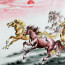 Chinesische Bildrolle "8 Pferde", Wandbild