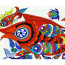 Deko Kissenbezug 40 x 40 schwarz "Fische"