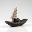 Keramikfigur asiatisches Boot, Bonsai-Deko