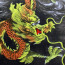 Rollbild chinesischer Drache auf Stoff, gelb-orange