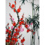 Wandbild "Pflaumenblüte und Bambus", Stickbild